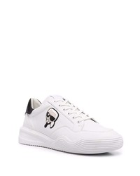 Baskets basses en cuir imprimées blanches et noires Karl Lagerfeld