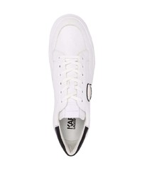 Baskets basses en cuir imprimées blanches et noires Karl Lagerfeld