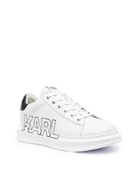 Baskets basses en cuir imprimées blanches et noires Karl Lagerfeld