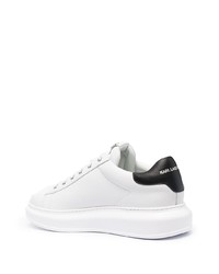 Baskets basses en cuir imprimées blanches et noires Karl Lagerfeld