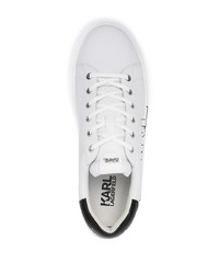 Baskets basses en cuir imprimées blanches et noires Karl Lagerfeld