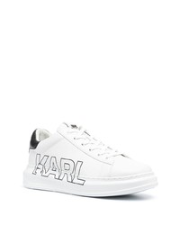 Baskets basses en cuir imprimées blanches et noires Karl Lagerfeld