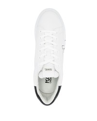 Baskets basses en cuir imprimées blanches et noires Karl Lagerfeld