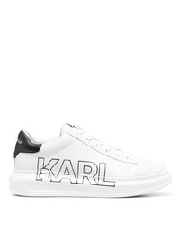 Baskets basses en cuir imprimées blanches et noires Karl Lagerfeld