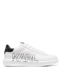 Baskets basses en cuir imprimées blanches et noires Karl Lagerfeld