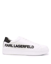 Baskets basses en cuir imprimées blanches et noires Karl Lagerfeld