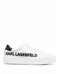 Baskets basses en cuir imprimées blanches et noires Karl Lagerfeld