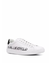 Baskets basses en cuir imprimées blanches et noires Karl Lagerfeld