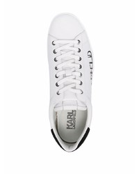 Baskets basses en cuir imprimées blanches et noires Karl Lagerfeld