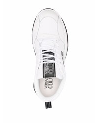 Baskets basses en cuir imprimées blanches et noires VERSACE JEANS COUTURE