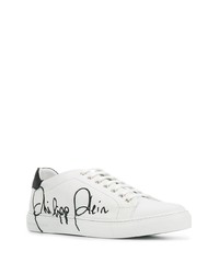 Baskets basses en cuir imprimées blanches et noires Philipp Plein