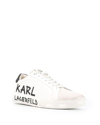 Baskets basses en cuir imprimées blanches et noires Karl Lagerfeld