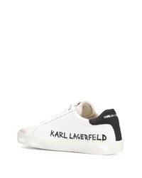 Baskets basses en cuir imprimées blanches et noires Karl Lagerfeld