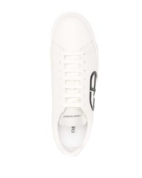 Baskets basses en cuir imprimées blanches et noires Emporio Armani