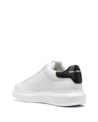 Baskets basses en cuir imprimées blanches et noires Karl Lagerfeld