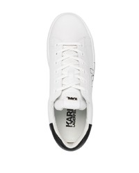 Baskets basses en cuir imprimées blanches et noires Karl Lagerfeld