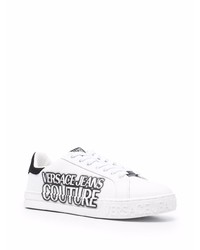 Baskets basses en cuir imprimées blanches et noires VERSACE JEANS COUTURE