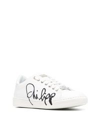 Baskets basses en cuir imprimées blanches et noires Philipp Plein