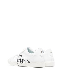 Baskets basses en cuir imprimées blanches et noires Philipp Plein