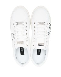 Baskets basses en cuir imprimées blanches et noires Philipp Plein