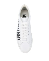 Baskets basses en cuir imprimées blanches et noires Moschino