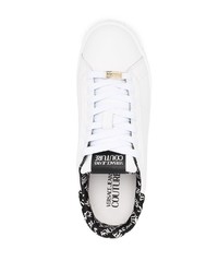 Baskets basses en cuir imprimées blanches et noires VERSACE JEANS COUTURE