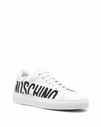 Baskets basses en cuir imprimées blanches et noires Moschino