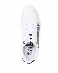 Baskets basses en cuir imprimées blanches et noires VERSACE JEANS COUTURE