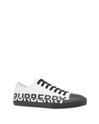 Baskets basses en cuir imprimées blanches et noires Burberry