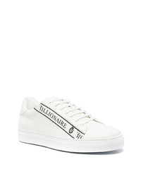 Baskets basses en cuir imprimées blanches et noires Billionaire