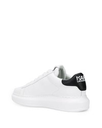 Baskets basses en cuir imprimées blanches et noires Karl Lagerfeld