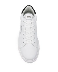 Baskets basses en cuir imprimées blanches et noires Karl Lagerfeld