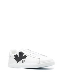 Baskets basses en cuir imprimées blanches et noires DSQUARED2