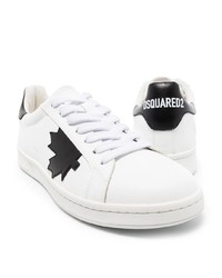 Baskets basses en cuir imprimées blanches et noires DSQUARED2