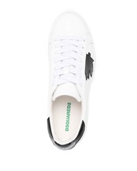 Baskets basses en cuir imprimées blanches et noires DSQUARED2