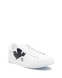 Baskets basses en cuir imprimées blanches et noires DSQUARED2