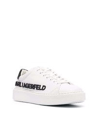 Baskets basses en cuir imprimées blanches et noires Karl Lagerfeld