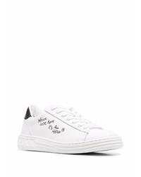 Baskets basses en cuir imprimées blanches et noires MSGM