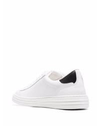 Baskets basses en cuir imprimées blanches et noires MSGM