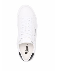 Baskets basses en cuir imprimées blanches et noires MSGM