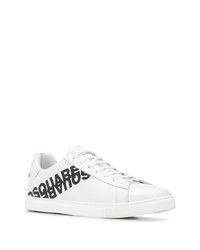 Baskets basses en cuir imprimées blanches et noires DSQUARED2