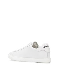 Baskets basses en cuir imprimées blanches et noires DSQUARED2