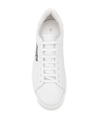 Baskets basses en cuir imprimées blanches et noires DSQUARED2