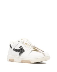 Baskets basses en cuir imprimées blanches et noires Off-White