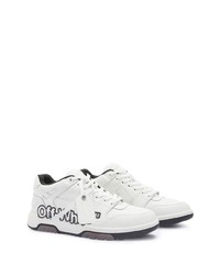 Baskets basses en cuir imprimées blanches et noires Off-White