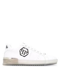 Baskets basses en cuir imprimées blanches et noires Philipp Plein