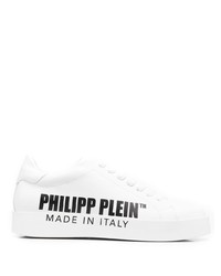 Baskets basses en cuir imprimées blanches et noires Philipp Plein