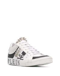 Baskets basses en cuir imprimées blanches et noires Philipp Plein