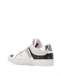 Baskets basses en cuir imprimées blanches et noires Philipp Plein