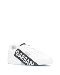 Baskets basses en cuir imprimées blanches et noires Dolce & Gabbana